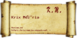 Krix Mária névjegykártya
